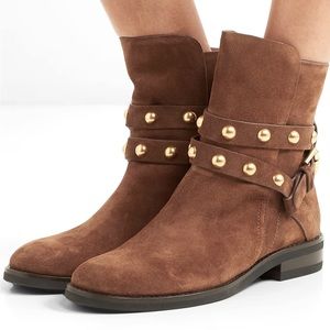 See By Chloe Studded Suede Ankle Boots in Terra.
